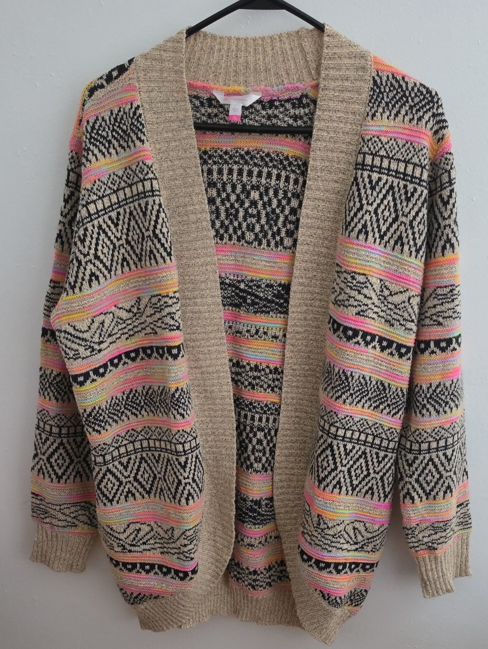 No Boundaries Beige Open-Front Knit Cardigan Jr Sz XXL 19